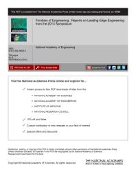 Frontiers Of Engineering Reports On Leadingedge Engineering From The 2013 Symposium 1st Edition National Academy Of Engineering