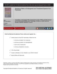 Assessing Risks To Endangered And Threatened Species From Pesticides 1st Edition National Research Council Division On Earth And Life Studies Board On Environmental Studies And Toxicology Committee On Ecological Risk Assessment Under Fifra And Esa