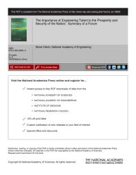 The Importance Of Engineering Talent To The Prosperity And Security Of The Nation Summary Of A Forum 1st Edition National Academy Of Engineering Steve Olson