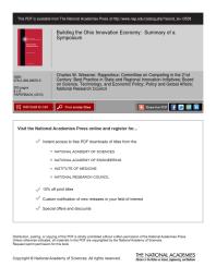 Building The Ohio Innovation Economy Summary Of A Symposium 1st Edition National Research Council Policy And Global Affairs And Economic Policy Technology Board On Science Committee On Competing In The 21st Century Best Practice In State And Regional Innovation Initiatives Charles W Wessner
