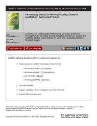 Performance Metrics For The Global Nuclear Detection Architecture Abbreviated Version 1st Edition National Research Council Division On Earth And Life Studies Nuclear And Radiation Studies Board Committee On Evaluating The Performance Measures And Metrics Development For The Global Nuclear Detection Architecture