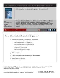 Estimating The Incidence Of Rape And Sexual Assault 1st Edition National Research Council Division Of Behavioral And Social Sciences And Education Committee On National Statistics Panel On Measuring Rape And Sexual Assault In Bureau Of Justice Statistics Household Surveys Carol C House William D Kalsbeek Canda