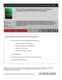 Review Of The Formaldehyde Assessment In The National Toxicology Program 12th Report On Carcinogens 1st Edition National Research Council Division On Earth And Life Studies Board On Environmental Studies And Toxicology Committee To Review The Formaldehyde Assessment In The National Toxicology Program 12th Report On Carcinogens