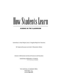 How Students Learn Science In The Classroom 1st Edition National Research Council Division Of Behavioral And Social Sciences And Education Committee On How People Learn A Targeted Report For Teachers John D Bransford M Suzanne Donovan