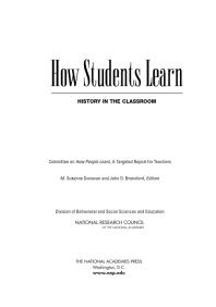 How Students Learn History In The Classroom 1st Edition National Research Council Division Of Behavioral And Social Sciences And Education A Targeted Report For Teachers Committee On How People Learn John D Bransford M Suzanne Donovan
