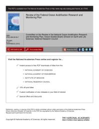 Review Of The Federal Ocean Acidification Research And Monitoring Plan 1st Edition National Research Council Division On Earth And Life Studies Ocean Studies Board Committee On The Review Of The National Ocean Acidification Research And Monitoring Plan