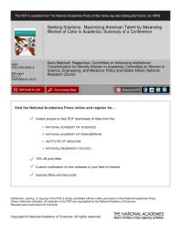 Seeking Solutions Maximizing American Talent By Advancing Women Of Color In Academia Summary Of A Conference 1st Edition National Research Council Policy And Global Affairs And Medicine Engineering Committee On Women In Science Committee On Advancing Institutional Transformation For Minority Women In Academia Karin Matchett