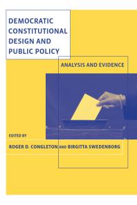 Democratic Constitutional Design And Public Policy Analysis And Evidence 1st Edition Roger D Congleton Birgitta Swedenborg Birgitta Swedenborg
