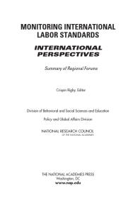 Monitoring International Labor Standards International Perspectives Summary Of Regional Forums 1st Edition National Research Council Policy And Global Affairs Division Of Behavioral And Social Sciences And Education Crispin Rigby