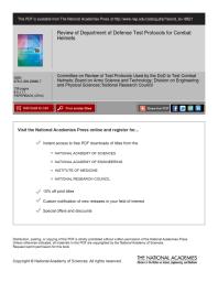 Review Of Department Of Defense Test Protocols For Combat Helmets 1st Edition National Research Council Division On Engineering And Physical Sciences Board On Army Science And Technology Committee On Review Of Test Protocols Used By The Dod To Test Combat Helmets
