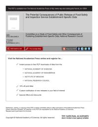 The Potential Consequences Of Public Release Of Food Safety And Inspection Service Establishmentspecific Data 1st Edition National Research Council Division On Earth And Life Studies Board On Agriculture And Natural Resources Committee On A Study Of Food Safety And Other Consequences Of Publishing Establishmentspecific Data