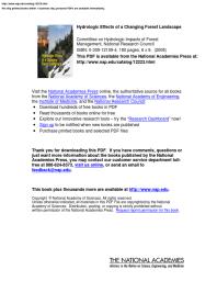Hydrologic Effects Of A Changing Forest Landscape 1st Edition National Research Council Division On Earth And Life Studies Water Science And Technology Board Committee On Hydrologic Impacts Of Forest Management