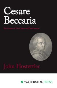 Cesare Beccaria The Genius Of On Crimes And Punishments 1st Edition John Hostettler