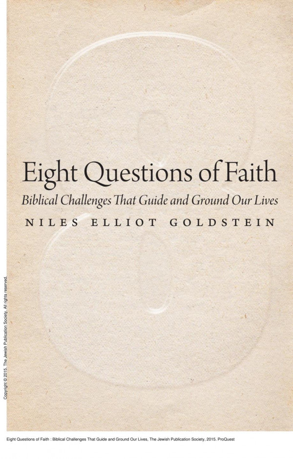 Eight Questions Of Faith Biblical Challenges That Guide And Ground Our Lives 1st Edition Niles Elliot Goldstein