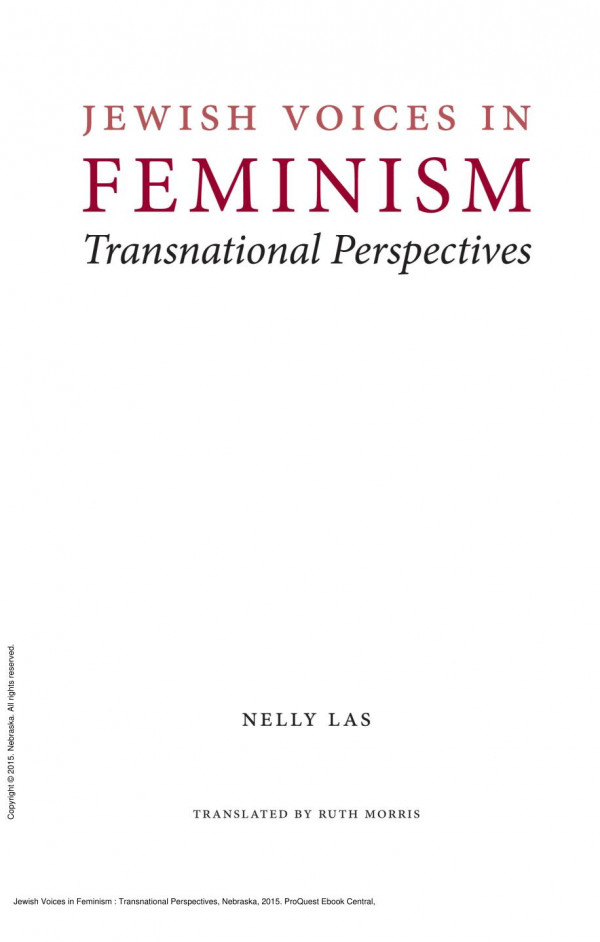 Jewish Voices In Feminism Transnational Perspectives 1st Edition Nelly Las Ruth Morris