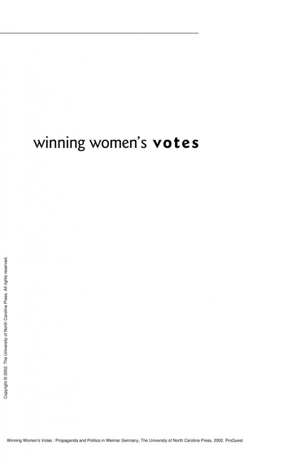 Winning Womens Votes Propaganda And Politics In Weimar Germany 1st Edition Julia Sneeringer