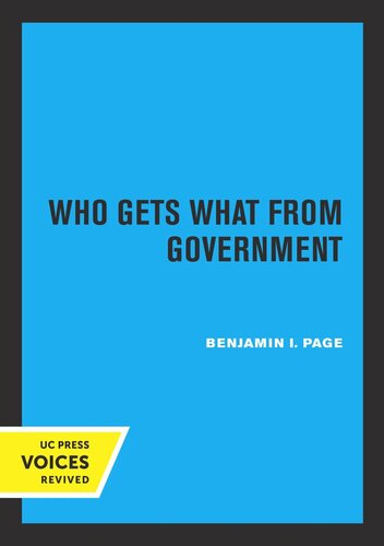 Who Gets What From Government Reprint 2019 Benjamin I Page