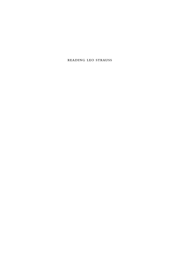 Reading Leo Strauss Politics Philosophy Judaism Steven B Smith