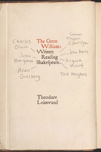 The Great William Writers Reading Shakespeare Theodore Leinwand