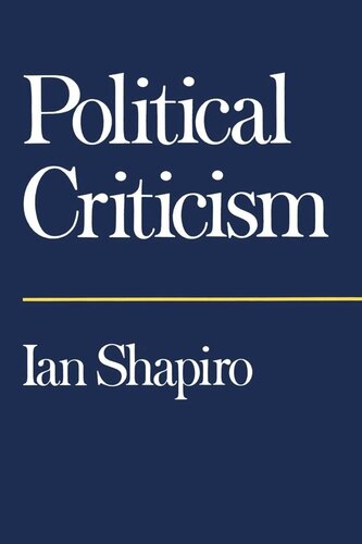 Political Criticism Reprint 2019 Ian Shapiro