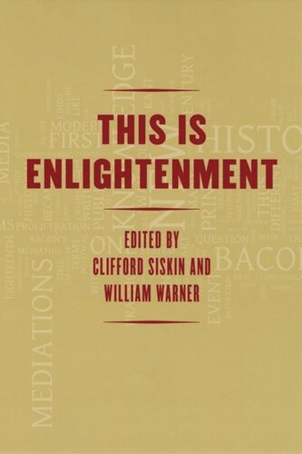This Is Enlightenment Clifford Siskin Editor William Warner Editor