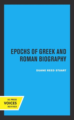 Epochs Of Greek And Roman Biography Reprint 2019 Duane Reed Stuart