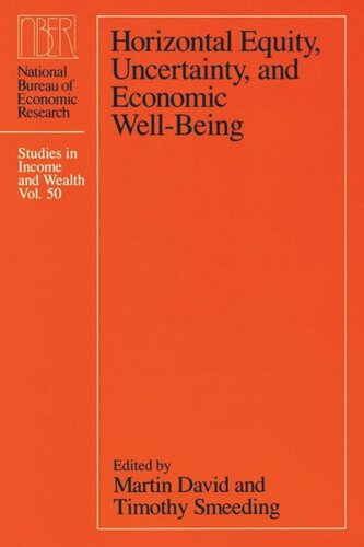 Horizontal Equity Uncertainty And Economic Wellbeing Martin David Editor Timothy Smeeding Editor