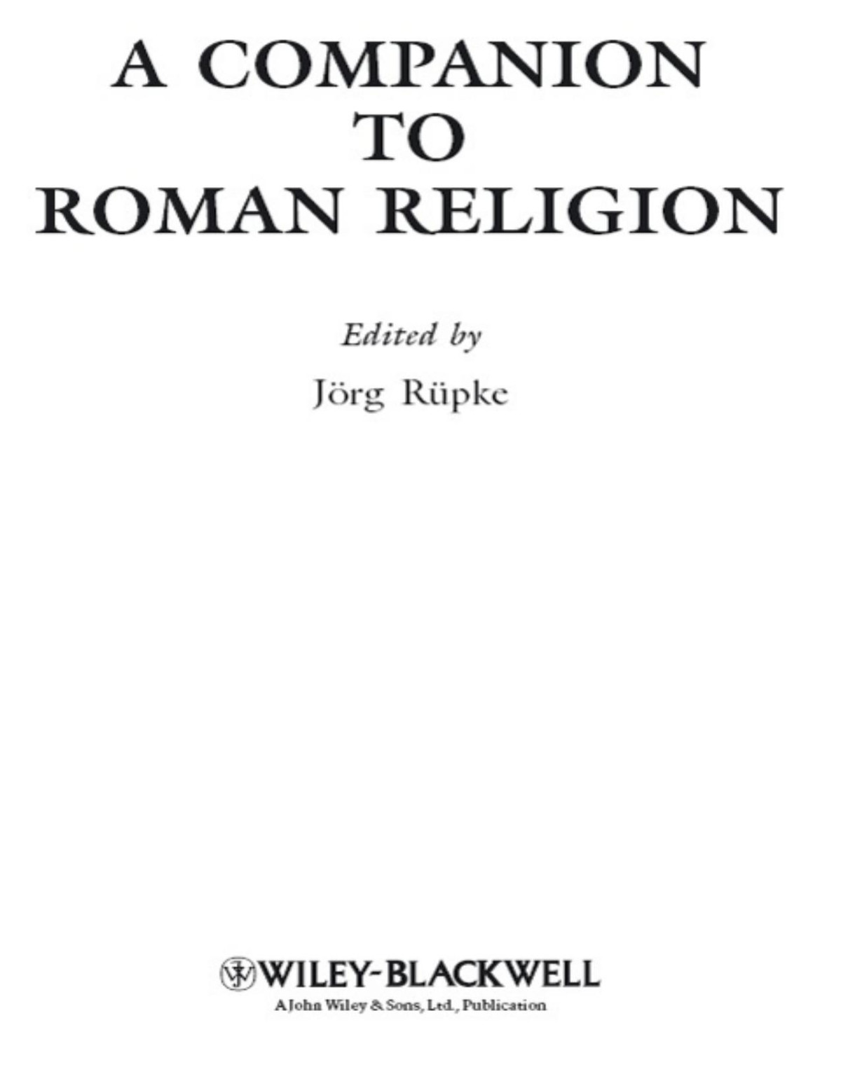 A Companion To Roman Religion Jrg Rpke