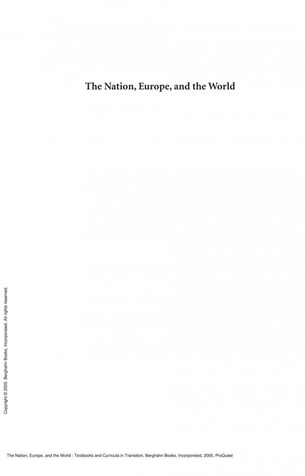 The Nation Europe And The World Textbooks And Curricula In Transition 1st Edition Hanna Schissler Yasemin Nuhoglu Soysal