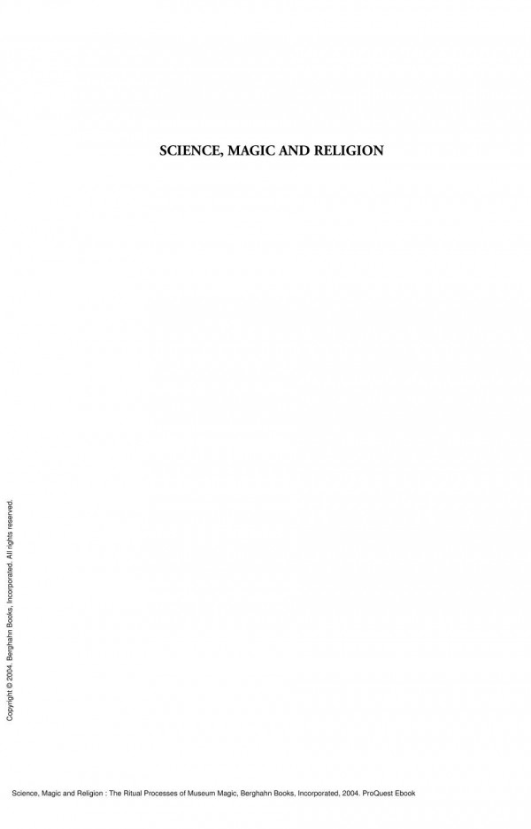 Science Magic And Religion The Ritual Processes Of Museum Magic 1st Edition Mary Bouquet Nuno Porto