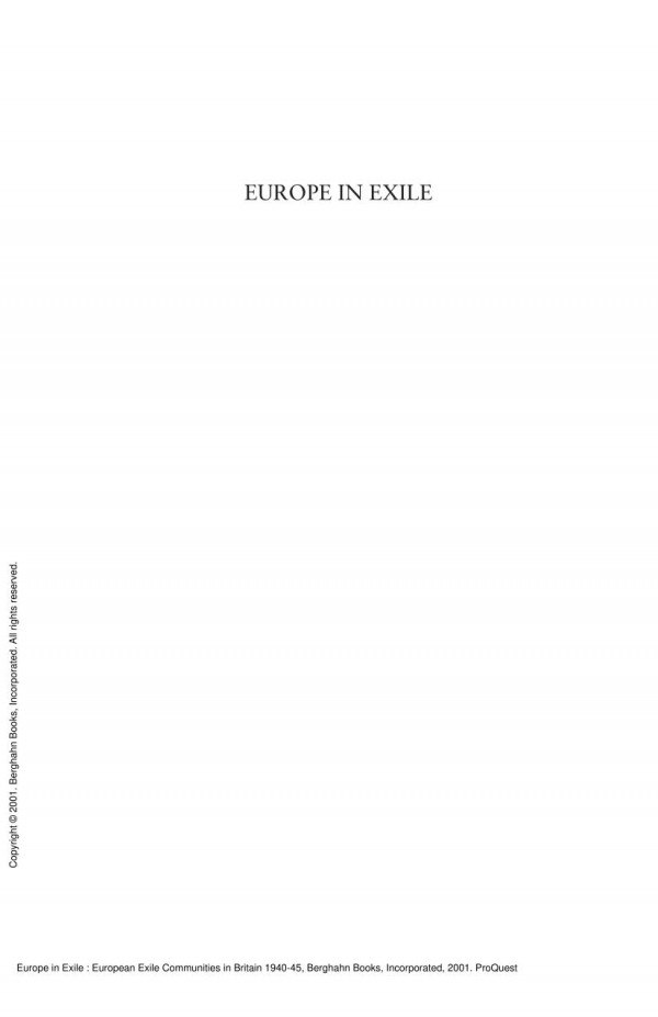 Europe In Exile European Exile Communities In Britain 194045 1st Edition Martin Conway Jos Gotovitch