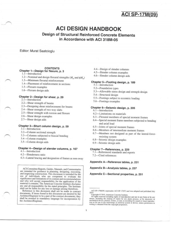 Aci Sp17m09 Aci Reinforced Concrete Design Handbook A Companion To Aci 31805 Si System