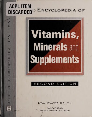 The Encyclopedia Of Vitamins Minerals And Supplements Facts On File Library Of Health And Living Tova Navarra