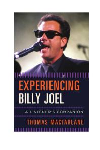 Experiencing Billy Joel A Listeners Companion Thomas Macfarlane