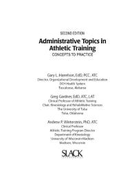Administrative Topics In Athletic Training Concepts To Practice Second Edition 1st Edition Gary Harrelson Greg Gardner
