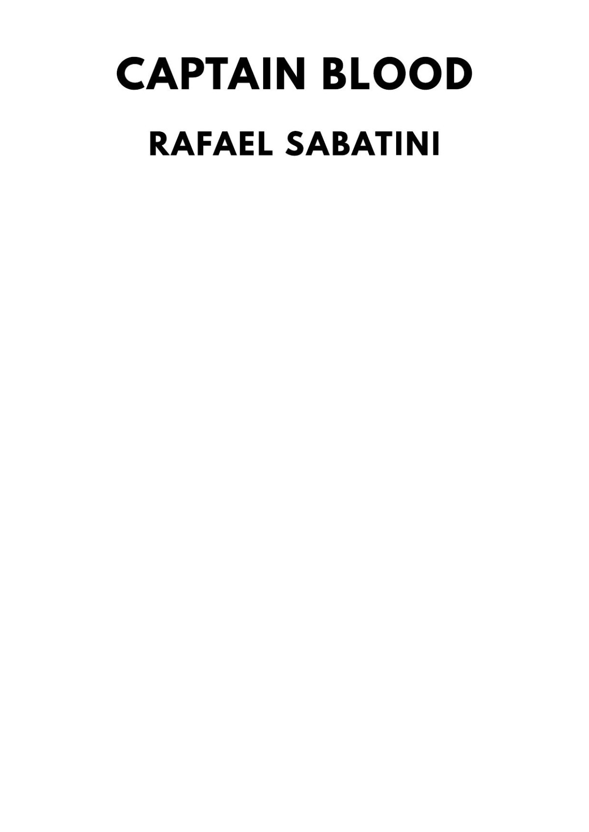 Captain Blood Rafael Sabatini