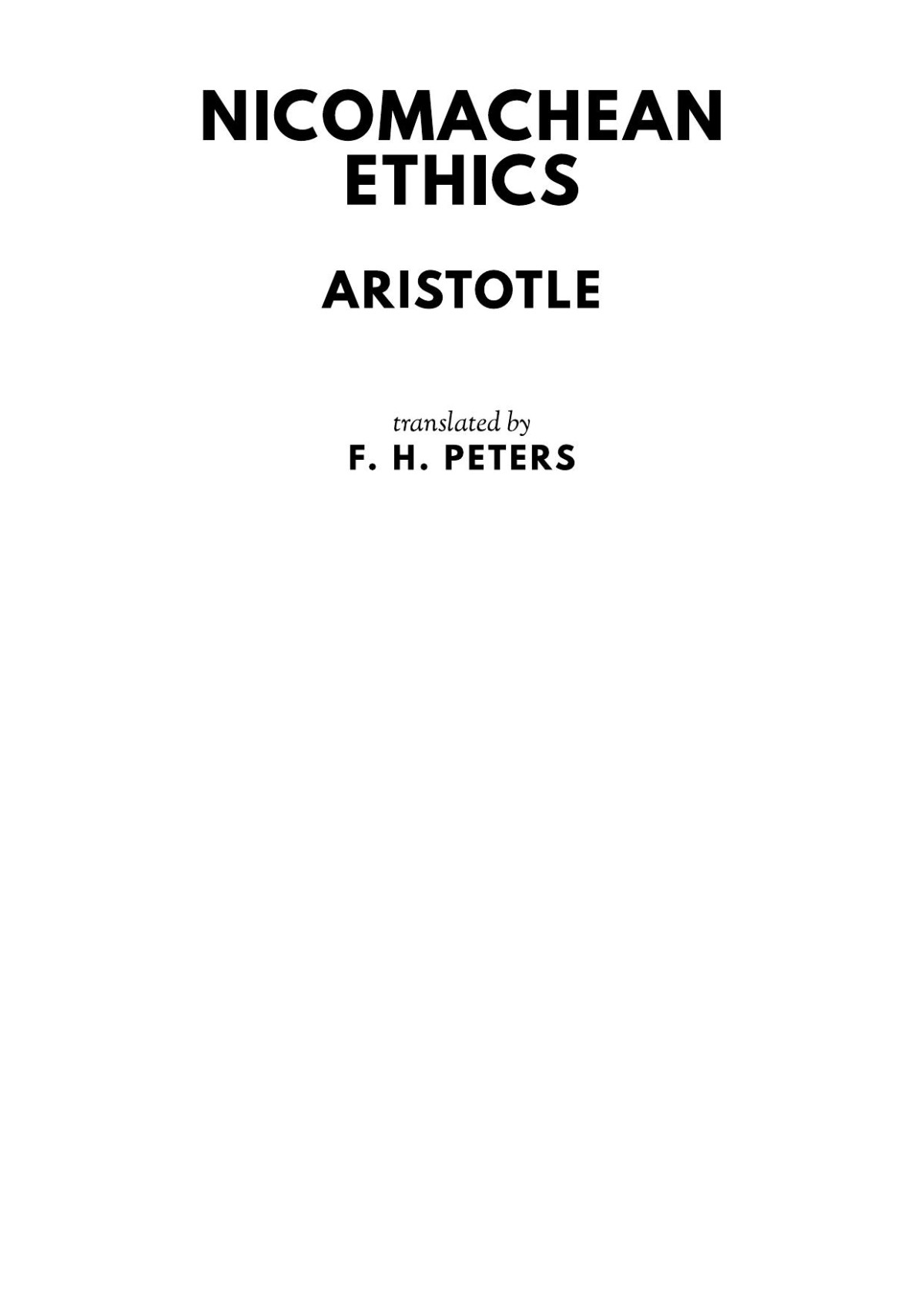 Nicomachean Ethics Aristotle