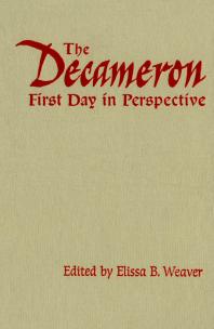 The Decameron First Day In Perspective 1st Edition Elissa B Weaver Editor