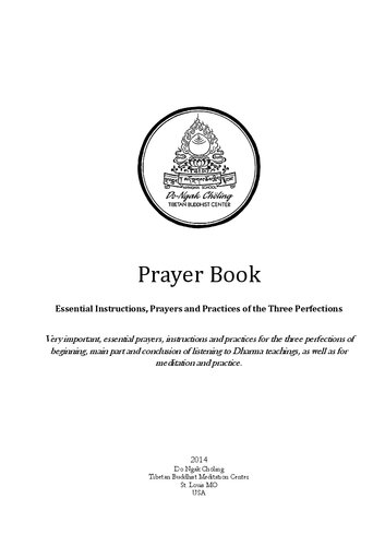 Prayer Book Essential Instructions Prayers And Practices Of The Three Perfections