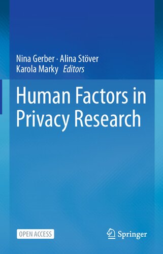 Human Factors In Privacy Research 1st Edition Nina Gerber Alina Stver