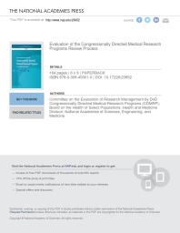 Evaluation Of The Congressionally Directed Medical Research Programs Review Process 1st Edition And Medicine Engineering National Academies Of Sciences Health And Medicine Division Board On The Health Of Select Populations Committee On The Evaluation Of Research Management By Dod Congressionally Directed Medical Research Programs Cdmrp