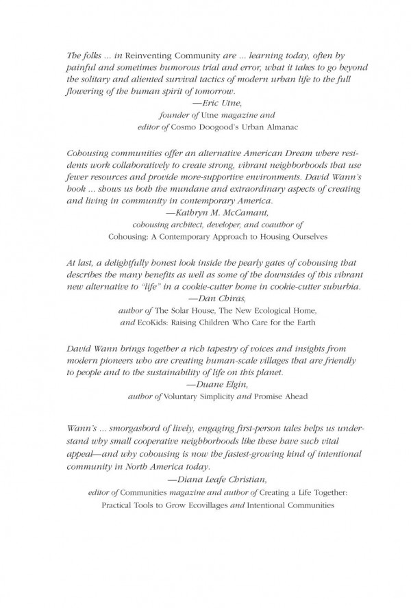 Reinventing Community Stories From The Neighborhoods Of Cohousing David Wann