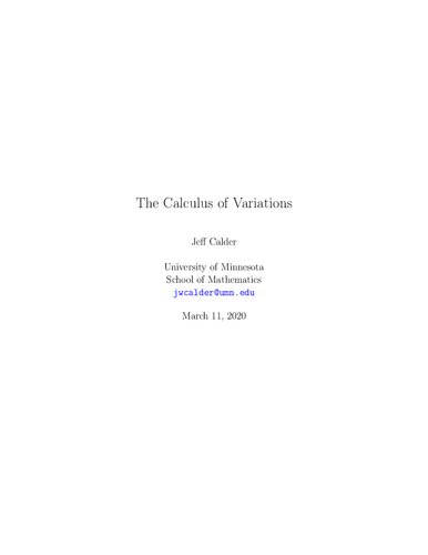 The Calculus Of Variations Jeff Calder