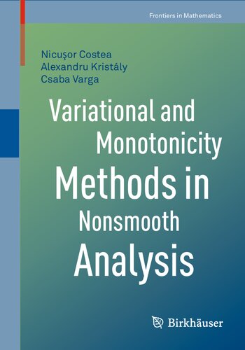 Variational And Monotonicity Methods In Nonsmooth Analysis Frontiers In Mathematics 1st Ed 2021 Nicuor Costea