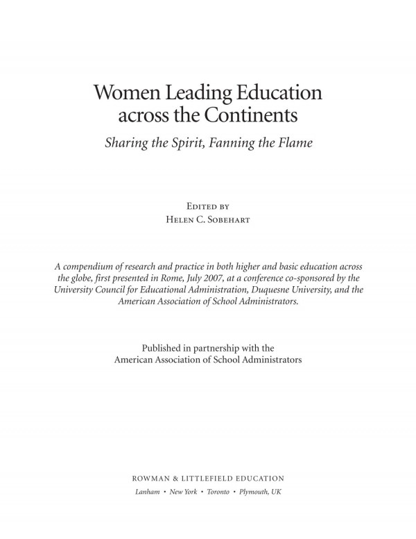 Women Leading Education Across The Continents Sharing The Spirit Fanning The Flame Helen C Sobehart Charles Dougherty