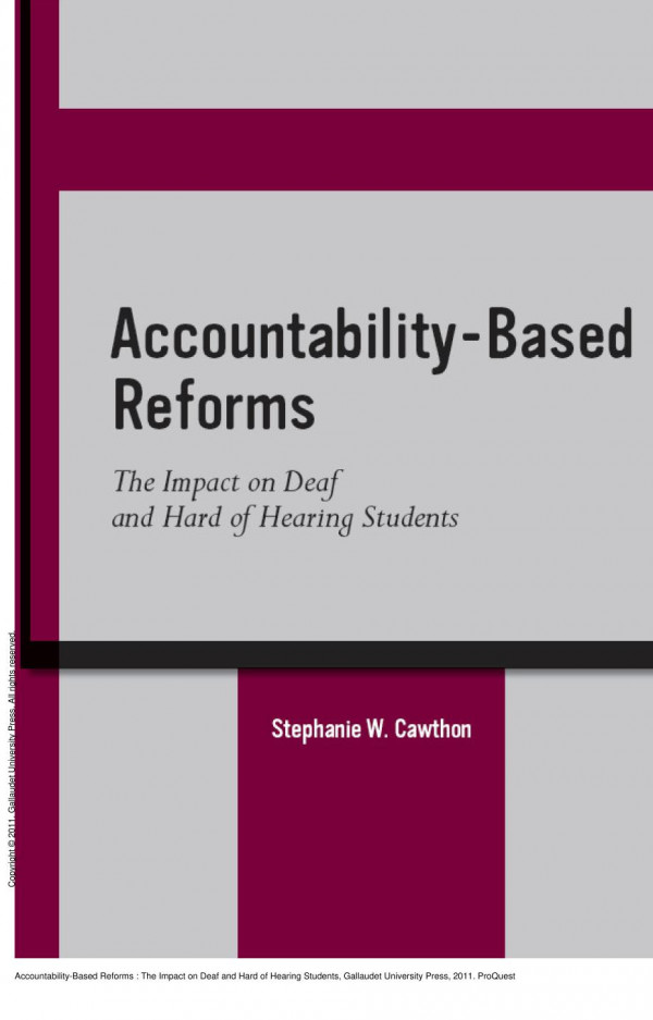 Accountabilitybased Reforms The Impact On Deaf And Hard Of Hearing Students 1st Edition Stephanie W Cawthon