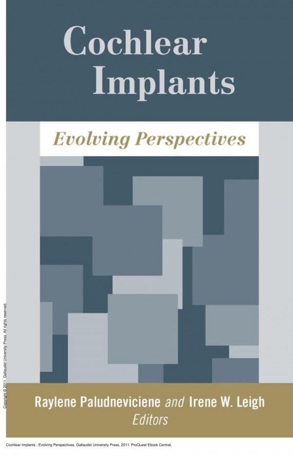 Cochlear Implants Evolving Perspectives 1st Edition Raylene Paludneviciene Irene W Leigh