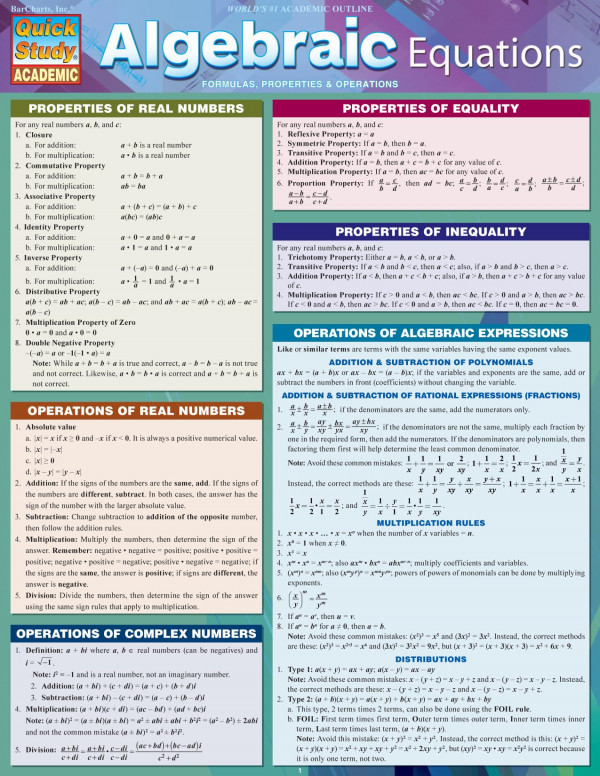 Algebraic Equations Inc Barcharts