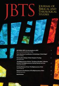 Journal Of Biblical And Theological Studies Daniel Diffey Ryan A Brandt