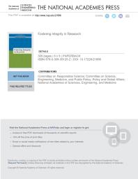 Fostering Integrity In Research 1st Edition